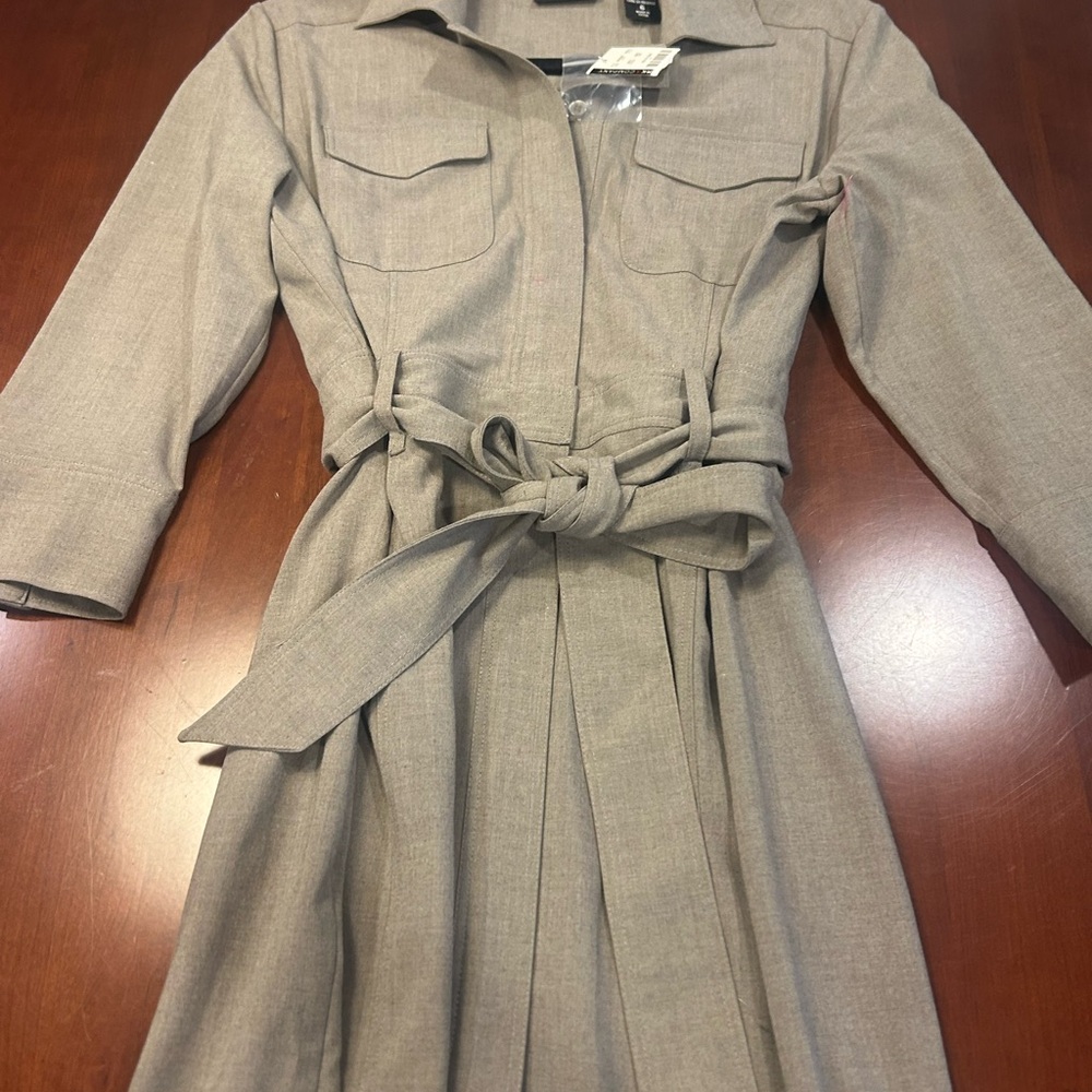 New York & Company tan/Gray Collared Dress